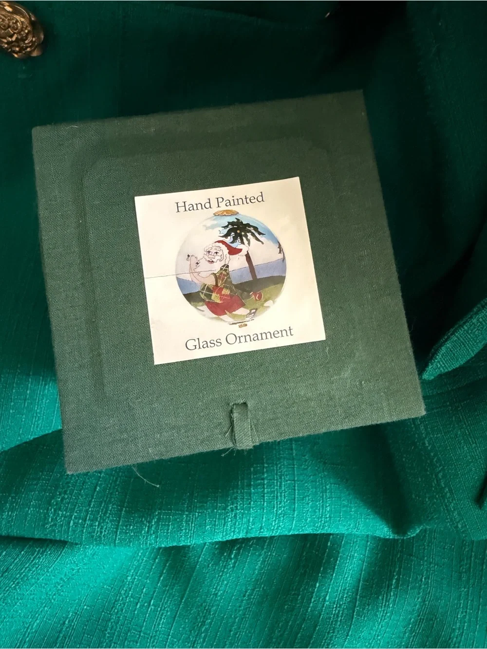Hand-Painted Golf Santa Holiday Ornament - Green and Red